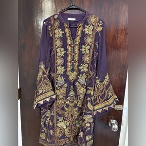 Bundle 2 for $30. Baroque Purple Dress with Gold Embroidery. Size M.